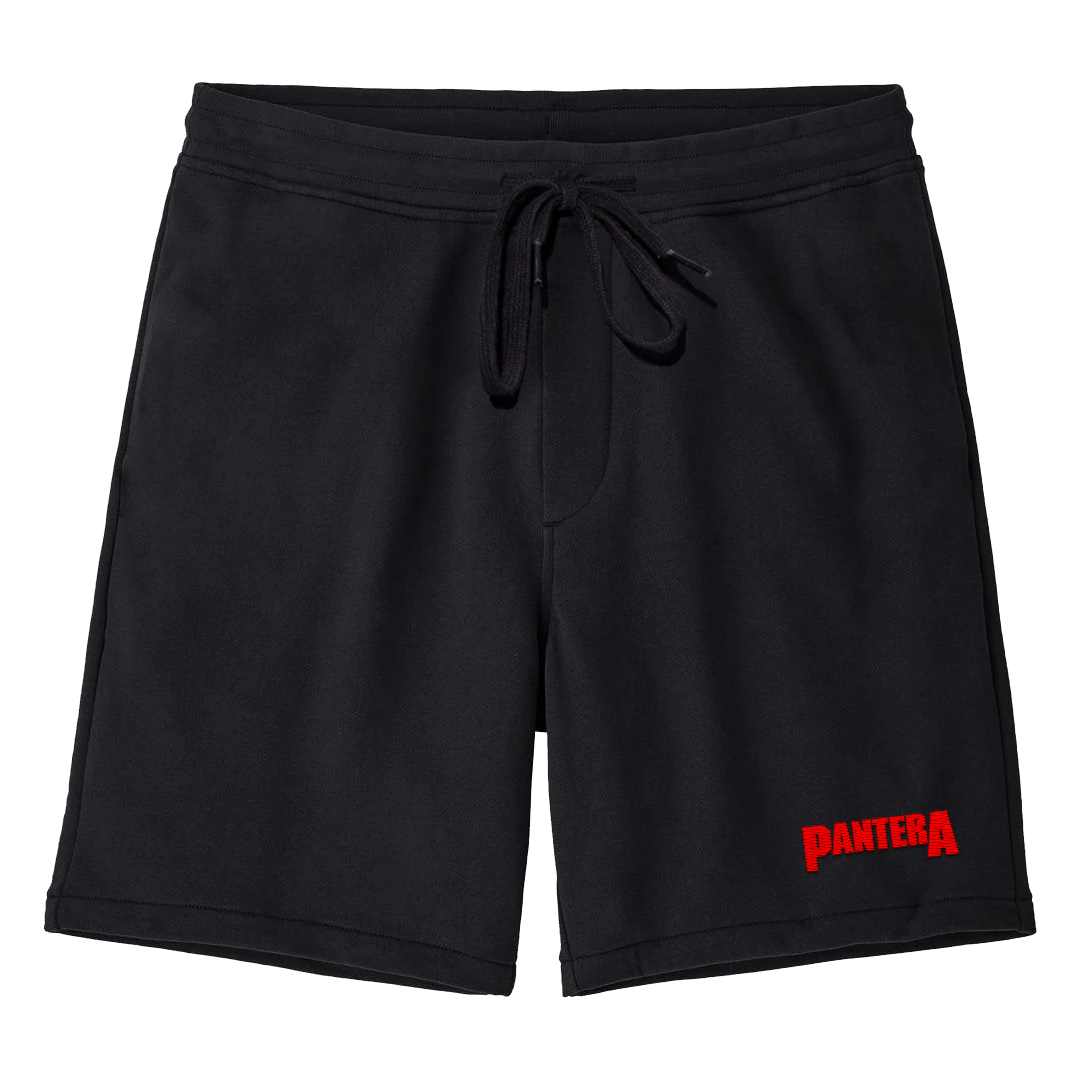 Embroidered Red Pantera Logo Shorts