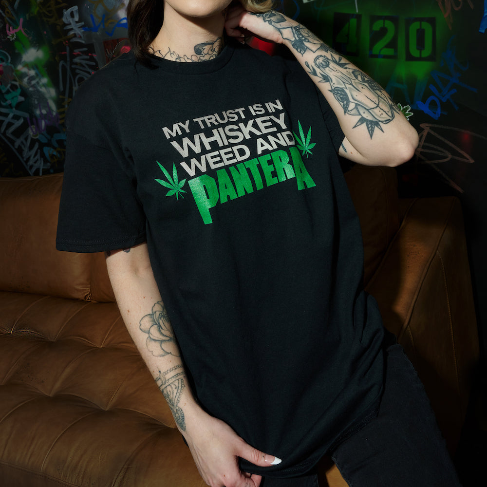 PANTERA/パンテラ Weed/マリファナ Tシャツ XLサイズ 90s vintage パンテラ Pantera Hanes カットオフ ロックT スカル